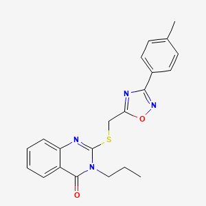 molecular formula C21H20N4O2S B2757904 3-propyl-2-(((3-(p-tolyl)-1,2,4-oxadiazol-5-yl)methyl)thio)quinazolin-4(3H)-one CAS No. 938952-52-4
