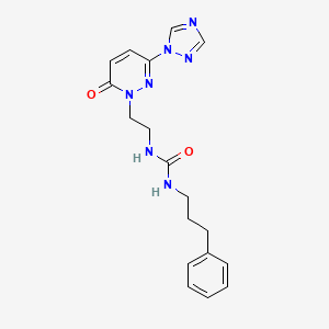 molecular formula C18H21N7O2 B2757912 1-(2-(6-氧代-3-(1H-1,2,4-三唑-1-基)吡啶并[6H]吡啶-1-基)乙基)-3-(3-苯基丙基)脲 CAS No. 1448030-35-0