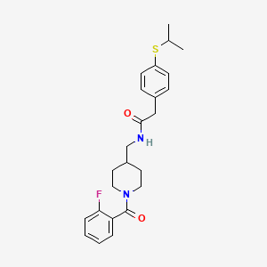 molecular formula C24H29FN2O2S B2757918 N-((1-(2-氟苯甲酰)哌啶-4-基)甲基)-2-(4-(异丙硫基)苯基)乙酰胺 CAS No. 1286719-31-0