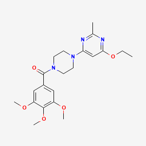 molecular formula C21H28N4O5 B2757919 (4-(6-乙氧基-2-甲基吡咯啉-4-基)哌嗪-1-基)(3,4,5-三甲氧基苯基)甲酮 CAS No. 946230-59-7