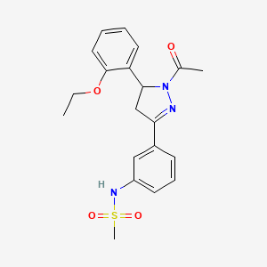 molecular formula C20H23N3O4S B2757920 N-{3-[1-acetyl-5-(2-ethoxyphenyl)-4,5-dihydro-1H-pyrazol-3-yl]phenyl}methanesulfonamide CAS No. 852141-82-3