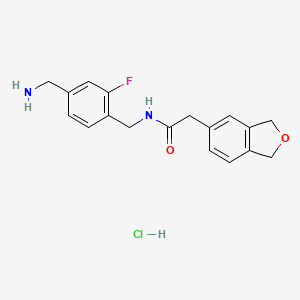 N-[[4-(Aminomethyl)-2-fluorophenyl]methyl]-2-(1,3-dihydro-2-benzofuran-5-yl)acetamide;hydrochloride
