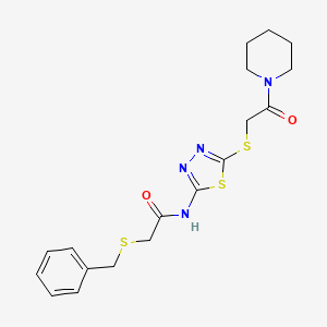 molecular formula C18H22N4O2S3 B2757931 2-benzylsulfanyl-N-[5-(2-oxo-2-piperidin-1-ylethyl)sulfanyl-1,3,4-thiadiazol-2-yl]acetamide CAS No. 476466-52-1