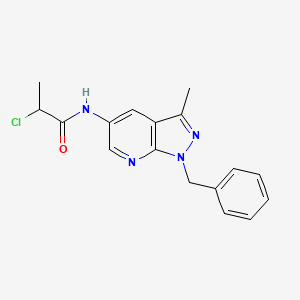molecular formula C17H17ClN4O B2757932 N-(1-Benzyl-3-methylpyrazolo[3,4-b]pyridin-5-yl)-2-chloropropanamide CAS No. 2411253-04-6