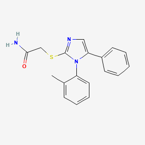 molecular formula C18H17N3OS B2757934 2-((5-phenyl-1-(o-tolyl)-1H-imidazol-2-yl)thio)acetamide CAS No. 1206990-76-2