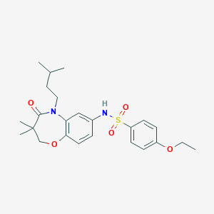 molecular formula C24H32N2O5S B2757940 4-ethoxy-N-(5-isopentyl-3,3-dimethyl-4-oxo-2,3,4,5-tetrahydrobenzo[b][1,4]oxazepin-7-yl)benzenesulfonamide CAS No. 922005-41-2