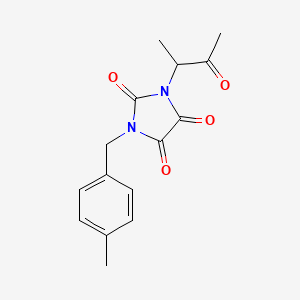 molecular formula C15H16N2O4 B2757942 1-[(4-Methylphenyl)methyl]-3-(3-oxobutan-2-yl)imidazolidine-2,4,5-trione CAS No. 338392-39-5