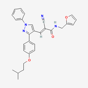 (E)-2-cyano-N-(furan-2-ylmethyl)-3-[3-[4-(3-methylbutoxy)phenyl]-1-phenylpyrazol-4-yl]prop-2-enamide