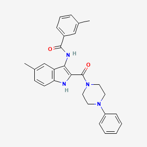 molecular formula C28H28N4O2 B2757969 3-methyl-N-[5-methyl-2-(4-phenylpiperazine-1-carbonyl)-1H-indol-3-yl]benzamide CAS No. 1031969-36-4