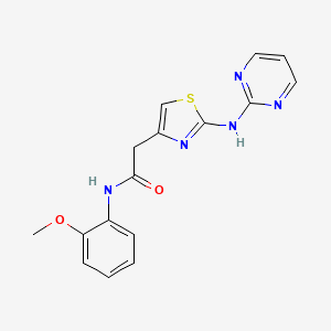 molecular formula C16H15N5O2S B2757970 N-(2-methoxyphenyl)-2-(2-(pyrimidin-2-ylamino)thiazol-4-yl)acetamide CAS No. 1226433-90-4
