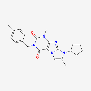 molecular formula C22H25N5O2 B2757972 6-Cyclopentyl-4,7-dimethyl-2-[(4-methylphenyl)methyl]purino[7,8-a]imidazole-1,3-dione CAS No. 887671-88-7