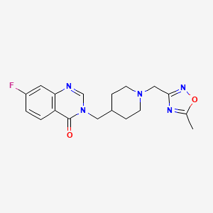 molecular formula C18H20FN5O2 B2757990 7-Fluoro-3-[[1-[(5-methyl-1,2,4-oxadiazol-3-yl)methyl]piperidin-4-yl]methyl]quinazolin-4-one CAS No. 2415502-56-4