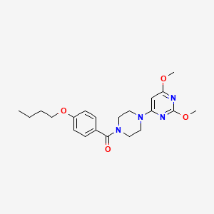 molecular formula C21H28N4O4 B2758004 (4-Butoxyphenyl)(4-(2,6-dimethoxypyrimidin-4-yl)piperazin-1-yl)methanone CAS No. 1020978-92-0