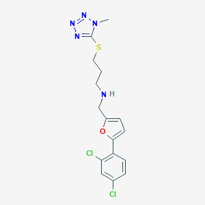 molecular formula C16H17Cl2N5OS B275802 N-{[5-(2,4-dichlorophenyl)furan-2-yl]methyl}-3-[(1-methyl-1H-tetrazol-5-yl)sulfanyl]propan-1-amine 