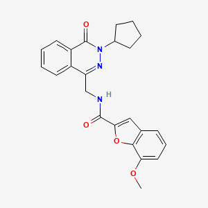 molecular formula C24H23N3O4 B2758070 N-((3-cyclopentyl-4-oxo-3,4-dihydrophthalazin-1-yl)methyl)-7-methoxybenzofuran-2-carboxamide CAS No. 1421499-07-1