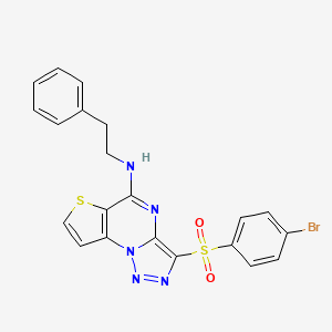 molecular formula C21H16BrN5O2S2 B2758071 3-((4-bromophenyl)sulfonyl)-N-phenethylthieno[2,3-e][1,2,3]triazolo[1,5-a]pyrimidin-5-amine CAS No. 892748-13-9