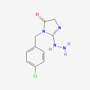 molecular formula C10H11ClN4O B2758080 1-(4-Chlorobenzyl)-2-hydrazino-4,5-dihydro-1H-imidazol-5-one CAS No. 287917-33-3