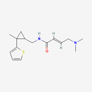 molecular formula C15H22N2OS B2758086 (E)-4-(Dimethylamino)-N-[(2-methyl-2-thiophen-2-ylcyclopropyl)methyl]but-2-enamide CAS No. 2411327-35-8