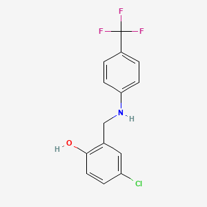 molecular formula C14H11ClF3NO B2758089 4-Chloro-2-({[4-(trifluoromethyl)phenyl]amino}methyl)phenol CAS No. 1040024-81-4
