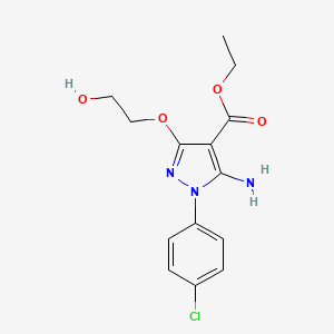 molecular formula C14H16ClN3O4 B2758092 乙酸5-氨基-1-(4-氯苯基)-3-(2-羟基乙氧基)-1H-吡唑-4-羧酸酯 CAS No. 321391-78-0