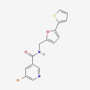 molecular formula C15H11BrN2O2S B2758102 5-溴-N-((5-(噻吩-2-基)呋喃-2-基)甲基)烟酰胺 CAS No. 2034248-33-2