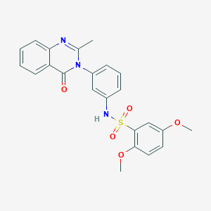 molecular formula C23H21N3O5S B2758109 2,5-dimethoxy-N-(3-(2-methyl-4-oxoquinazolin-3(4H)-yl)phenyl)benzenesulfonamide CAS No. 898429-02-2