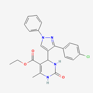 molecular formula C23H21ClN4O3 B2758111 ethyl 4-(3-(4-chlorophenyl)-1-phenyl-1H-pyrazol-4-yl)-6-methyl-2-oxo-1,2,3,4-tetrahydropyrimidine-5-carboxylate CAS No. 310440-80-3