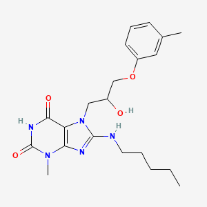 molecular formula C21H29N5O4 B2758113 7-(2-羟基-3-(间甲苯氧基)丙基)-3-甲基-8-(戊基氨基)-1H-嘌呤-2,6(3H,7H)-二酮 CAS No. 941874-02-8