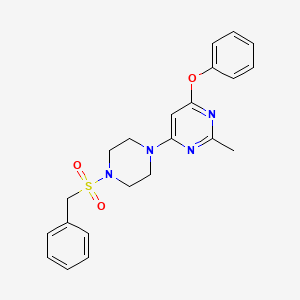 molecular formula C22H24N4O3S B2758122 4-(4-(Benzylsulfonyl)piperazin-1-yl)-2-methyl-6-phenoxypyrimidine CAS No. 946302-53-0