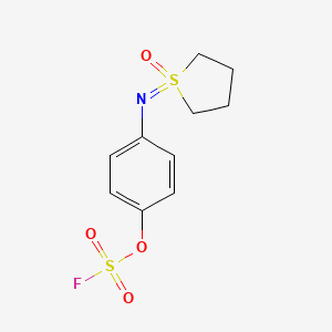 molecular formula C10H12FNO4S2 B2758124 1-(4-Fluorosulfonyloxyphenyl)imino-1-oxothiolane CAS No. 2411257-39-9