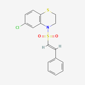 molecular formula C16H14ClNO2S2 B2758134 6-chloro-4-[(E)-2-phenylethenyl]sulfonyl-2,3-dihydro-1,4-benzothiazine CAS No. 1089548-86-6