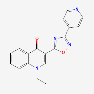 molecular formula C18H14N4O2 B2758162 1-ethyl-3-(3-(pyridin-4-yl)-1,2,4-oxadiazol-5-yl)quinolin-4(1H)-one CAS No. 1260713-44-7