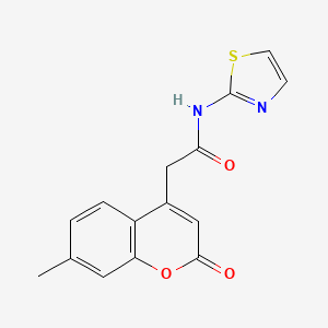 molecular formula C15H12N2O3S B2758178 2-(7-甲基-2-氧代-2H-咔啉-4-基)-N-(噻唑-2-基)乙酰胺 CAS No. 919760-63-7