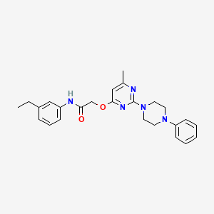 molecular formula C25H29N5O2 B2758185 N-(3-乙基苯基)-2-{[6-甲基-2-(4-苯基哌嗪-1-基)嘧啶-4-基]氧基}乙酰胺 CAS No. 1031962-42-1