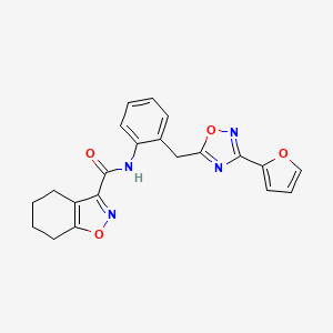 molecular formula C21H18N4O4 B2758210 N-(2-((3-(呋喃-2-基)-1,2,4-噁二唑-5-基)甲基苯基)-4,5,6,7-四氢苯并[d]异噁唑-3-甲酰胺 CAS No. 1706114-41-1