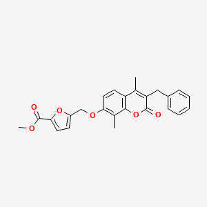 molecular formula C25H22O6 B2758219 Methyl 5-[(3-benzyl-4,8-dimethyl-2-oxochromen-7-yl)oxymethyl]furan-2-carboxylate CAS No. 376379-15-6
