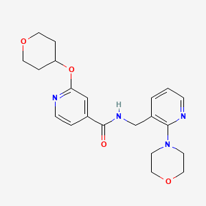 molecular formula C21H26N4O4 B2758231 N-((2-morpholinopyridin-3-yl)methyl)-2-((tetrahydro-2H-pyran-4-yl)oxy)isonicotinamide CAS No. 2034392-13-5