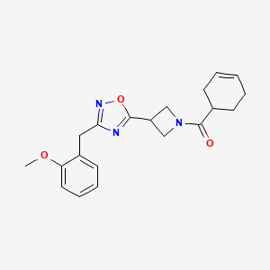 molecular formula C20H23N3O3 B2758237 环己-3-烯-1-基(3-(3-(2-甲氧基苯甲基)-1,2,4-噁二唑-5-基)氮代杂环丁烷-1-基)甲酮 CAS No. 1396792-55-4