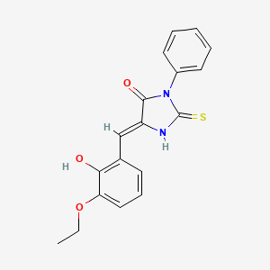 molecular formula C18H16N2O3S B2758249 5-(3-Ethoxy-2-hydroxybenzylidene)-2-mercapto-3-phenyl-3,5-dihydro-4H-imidazol-4-one CAS No. 906722-26-7