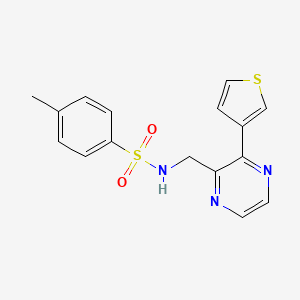 molecular formula C16H15N3O2S2 B2758261 4-甲基-N-((3-(噻吩-3-基)吡嗪-2-基)甲基)苯磺酰胺 CAS No. 2034463-13-1