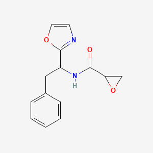 molecular formula C14H14N2O3 B2758263 N-[1-(1,3-Oxazol-2-yl)-2-phenylethyl]oxirane-2-carboxamide CAS No. 2411319-27-0