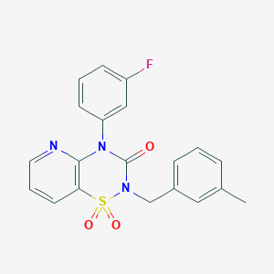 molecular formula C20H16FN3O3S B2758267 4-(3-fluorophenyl)-2-(3-methylbenzyl)-2H-pyrido[2,3-e][1,2,4]thiadiazin-3(4H)-one 1,1-dioxide CAS No. 1251681-84-1