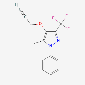 molecular formula C14H11F3N2O B2758271 5-甲基-1-苯基-4-(2-丙炔氧基)-3-(三氟甲基)-1H-吡唑 CAS No. 318951-44-9