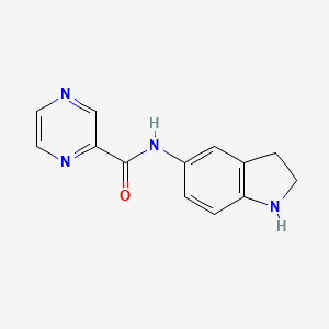 molecular formula C13H12N4O B2758279 N-(indolin-5-yl)pyrazine-2-carboxamide CAS No. 1405325-23-6