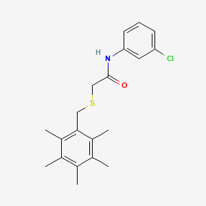 N-(3-chlorophenyl)-2-[(2,3,4,5,6-pentamethylphenyl)methylthio]acetamide