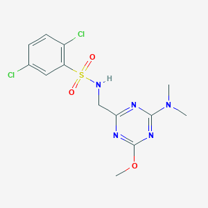 molecular formula C13H15Cl2N5O3S B2758283 2,5-dichloro-N-((4-(dimethylamino)-6-methoxy-1,3,5-triazin-2-yl)methyl)benzenesulfonamide CAS No. 2034575-98-7