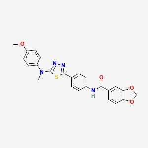 molecular formula C24H20N4O4S B2758284 N-(4-(5-((4-甲氧基苯基)(甲基)氨基)-1,3,4-噻二唑-2-基)苯基)苯并[d][1,3]二噁杂环-5-甲酰胺 CAS No. 1021134-23-5