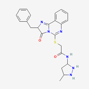 molecular formula C23H20N6O2S B2758287 2-({2-benzyl-3-oxo-2H,3H-imidazo[1,2-c]quinazolin-5-yl}sulfanyl)-N-(3-methyl-1H-pyrazol-5-yl)acetamide CAS No. 1035018-90-6