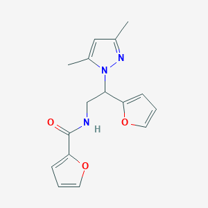 molecular formula C16H17N3O3 B2758293 N-(2-(3,5-dimethyl-1H-pyrazol-1-yl)-2-(furan-2-yl)ethyl)furan-2-carboxamide CAS No. 2034437-92-6