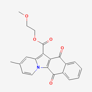 molecular formula C21H17NO5 B2758304 2-甲氧基乙基 2-甲基-6,11-二氧代萘并[2,3-b]吲哚啉-12-羧酸酯 CAS No. 865591-80-6